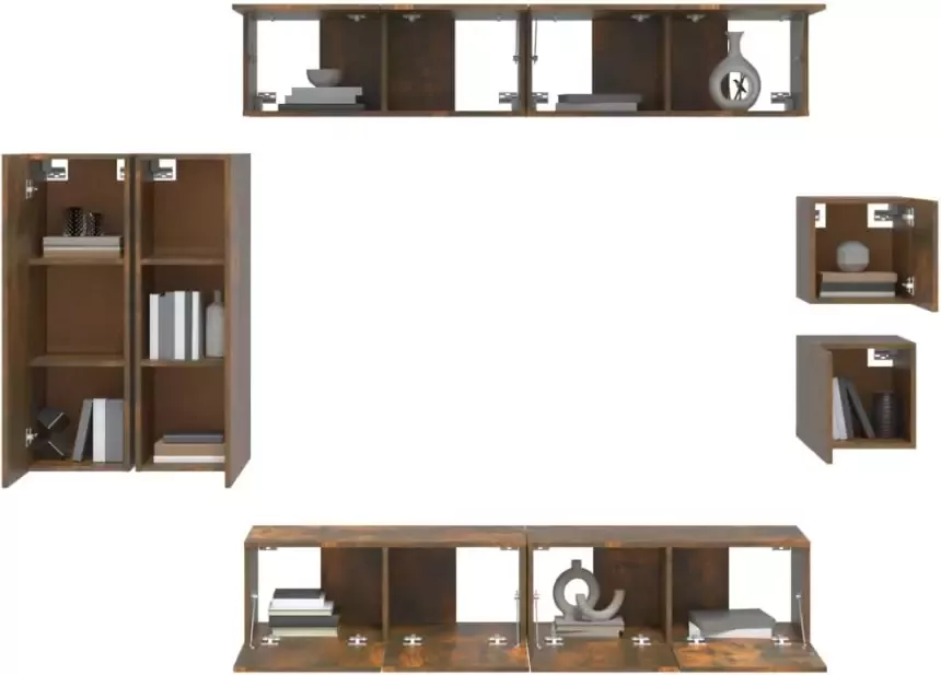 VidaXL -8-delige-Tv-meubelset-bewerkt-hout-gerookt-eikenkleurig - Foto 4