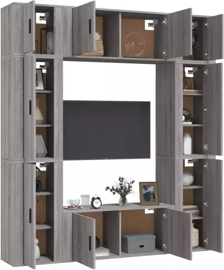 VidaXL -8-delige-Tv-meubelset-bewerkt-hout-grijs-sonoma-eikenkleurig - Foto 4