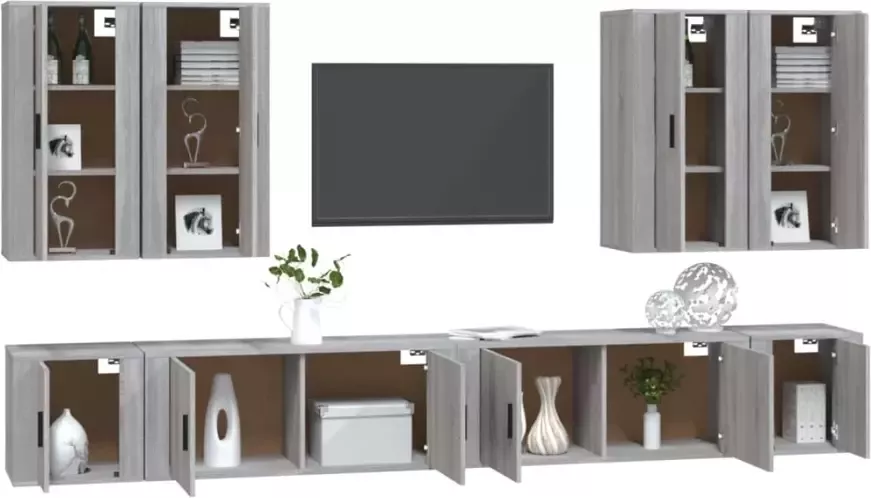 VidaXL -8-delige-Tv-meubelset-bewerkt-hout-grijs-sonoma-eikenkleurig - Foto 4
