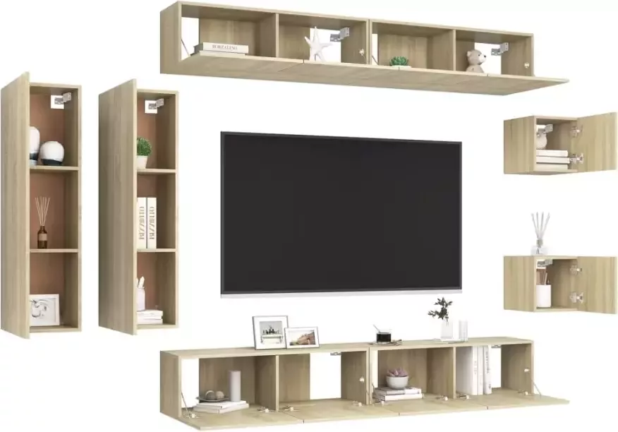 VIDAXL 8-delige Tv-meubelset bewerkt hout sonoma eikenkleurig - Foto 4
