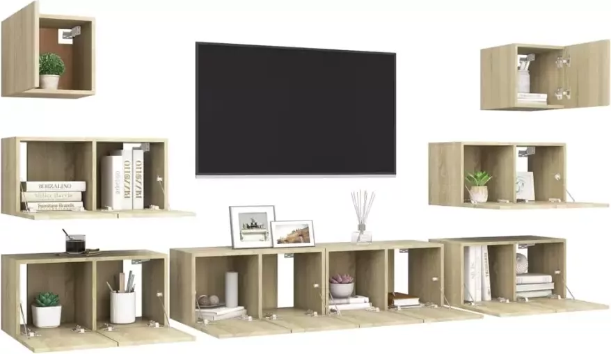 VIDAXL 8-delige Tv-meubelset bewerkt hout sonoma eikenkleurig - Foto 4