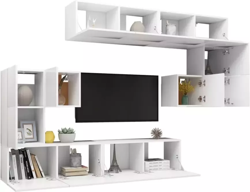 VIDAXL 8-delige Tv-meubelset bewerkt hout wit - Foto 4