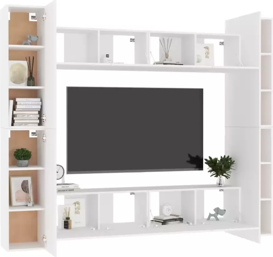 VidaXL 8-delige Tv-meubelset bewerkt hout wit