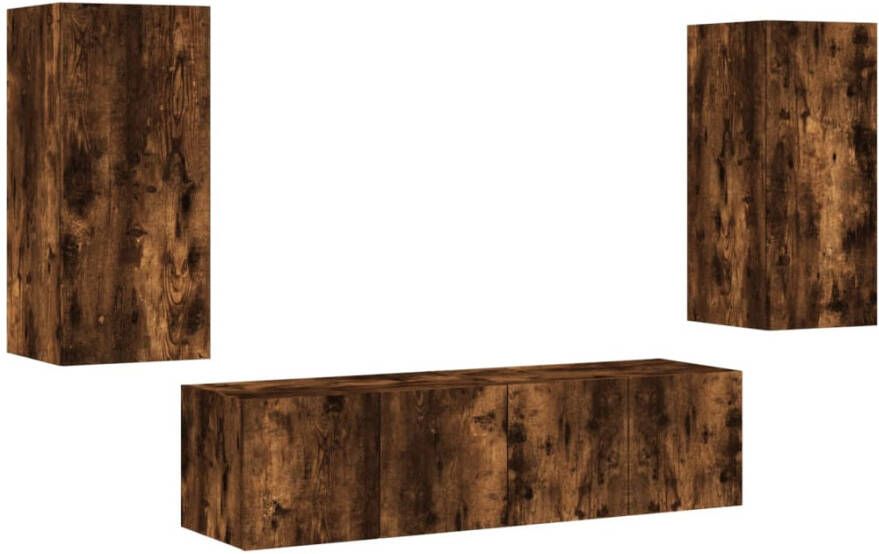 VidaXL -8-delige-tv-wandmeubelset-met-LED-bewerkt-hout-gerookt-eiken - Foto 3