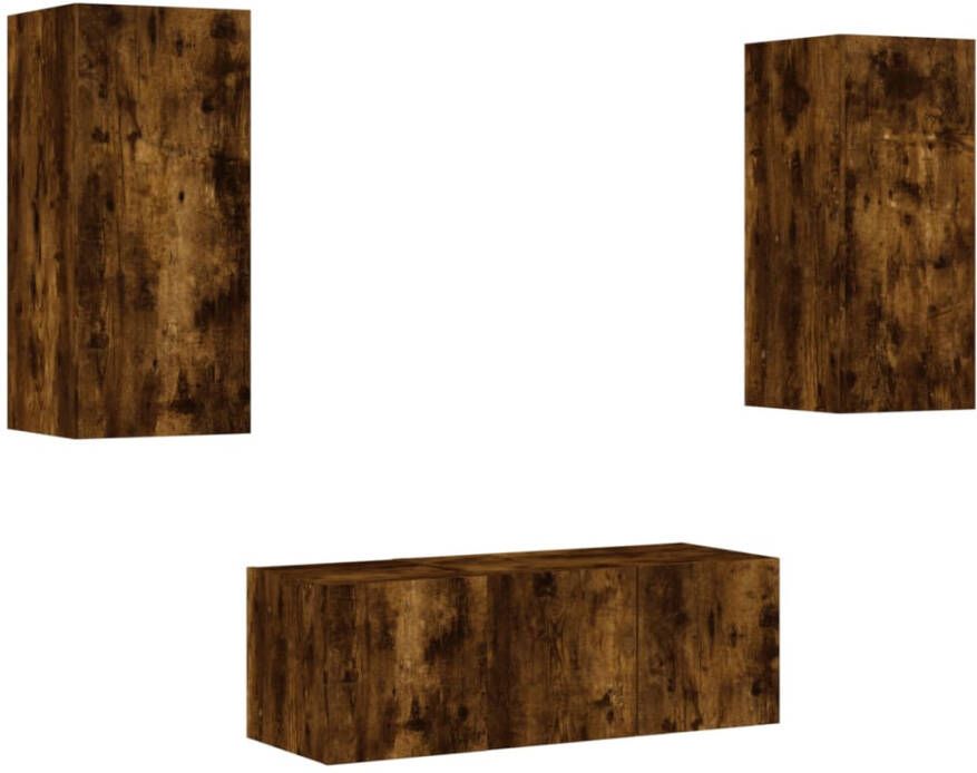 VidaXL -8-delige-tv-wandmeubelset-met-LED-bewerkt-hout-gerookt-eiken - Foto 3