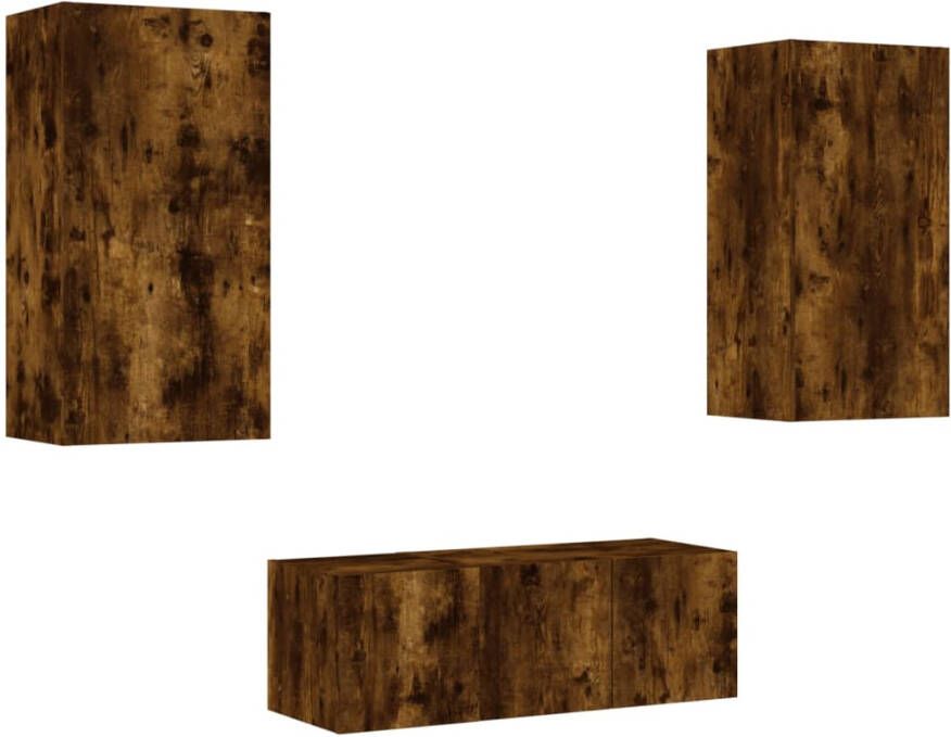 VidaXL -8-delige-tv-wandmeubelset-met-LED-bewerkt-hout-gerookt-eiken - Foto 3