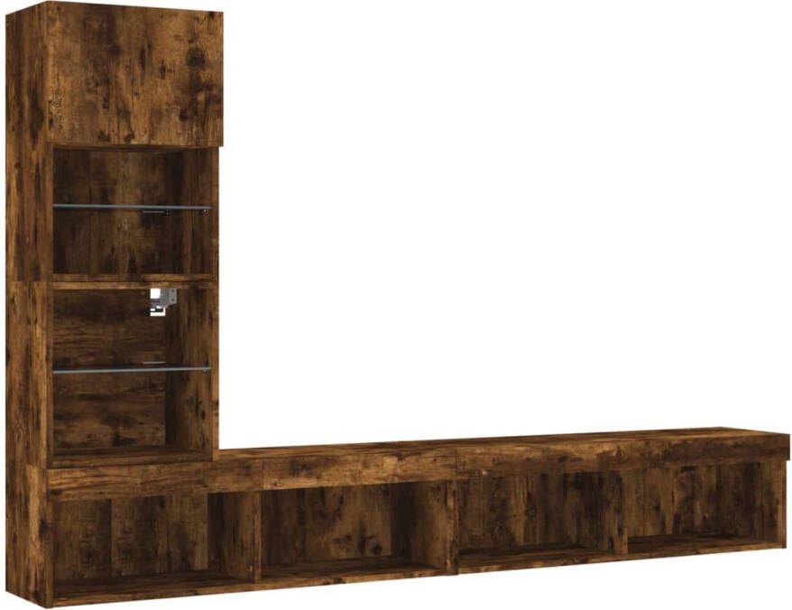 VidaXL -8-delige-tv-wandmeubelset-met-LED-bewerkt-hout-gerookt-eiken - Foto 3