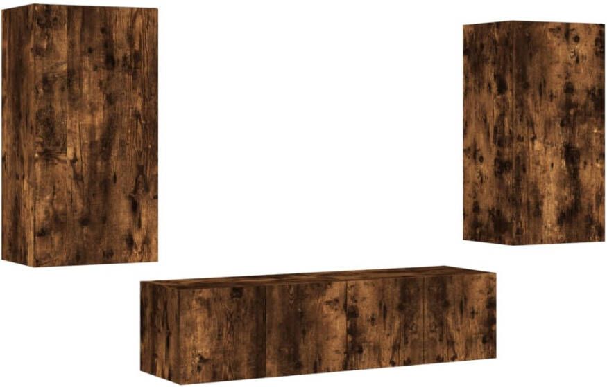 VidaXL -8-delige-tv-wandmeubelset-met-LED-bewerkt-hout-gerookt-eiken - Foto 3