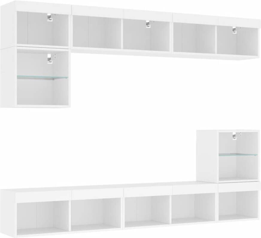 VidaXL -8-delige-Tv-wandmeubelset-met-LED-verlichting-bewerkt-hout-wit - Foto 3