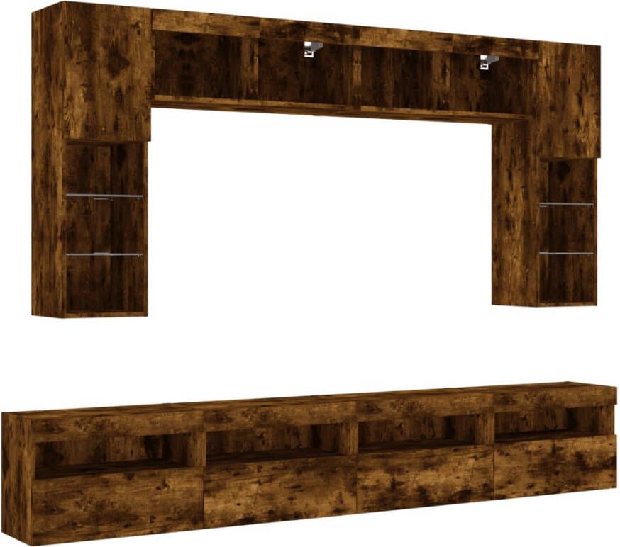 VidaXL -8-delige-Tv-wandmeubelset-met-LED-verlichting-gerookt-eiken - Foto 3