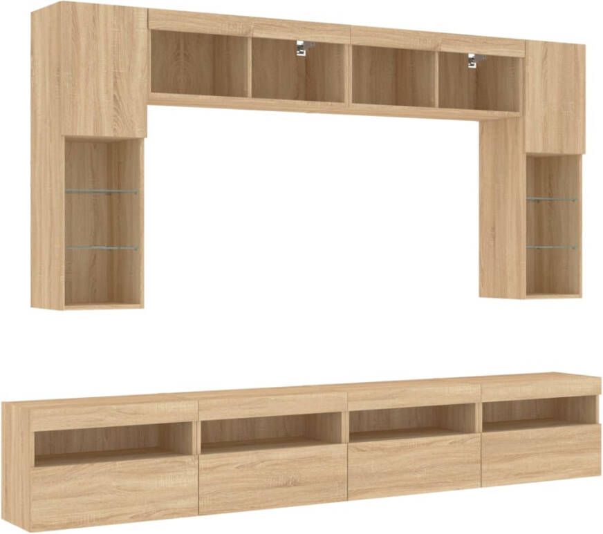 VidaXL -8-delige-Tv-wandmeubelset-met-LED-verlichting-sonoma-eikenkleur - Foto 3