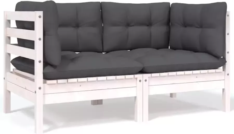 VidaXL 9-delige Loungeset met antracietkleurige kussens grenenhout - Foto 1