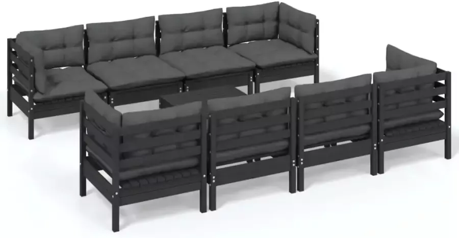 VIDAXL 9-delige Loungeset met kussens massief grenenhout - Foto 2