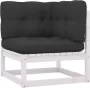 VIDAXL 9-delige Loungeset met kussens massief grenenhout wit - Thumbnail 4