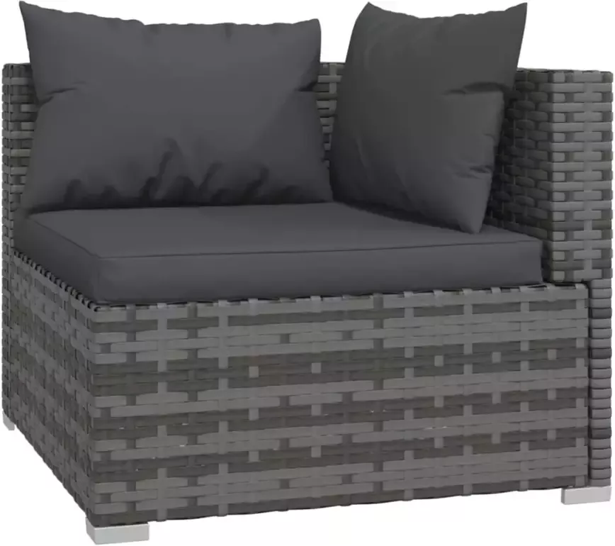 VIDAXL 9-delige Loungeset met kussens poly rattan grijs - Foto 2