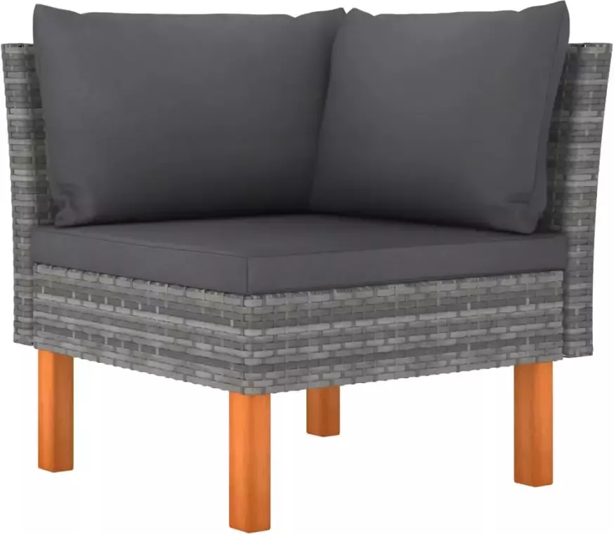 VIDAXL 9-delige Loungeset poly rattan en eucalyptushout grijs - Foto 2