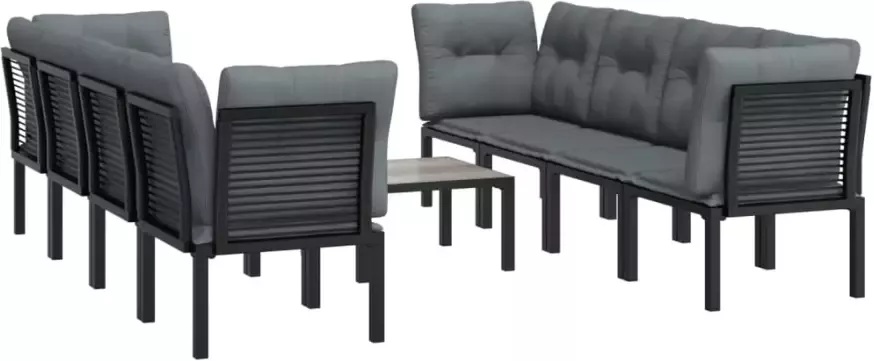 VIDAXL 9-delige Loungeset poly rattan zwart en grijs - Foto 3