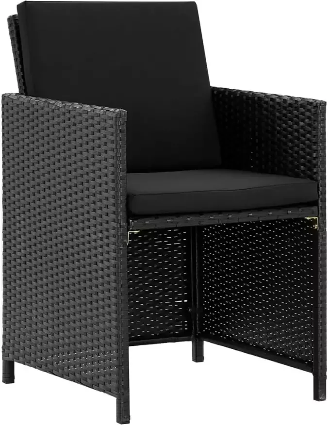 VidaXL 9-delige Tuinset met kussens poly rattan zwart - Foto 1
