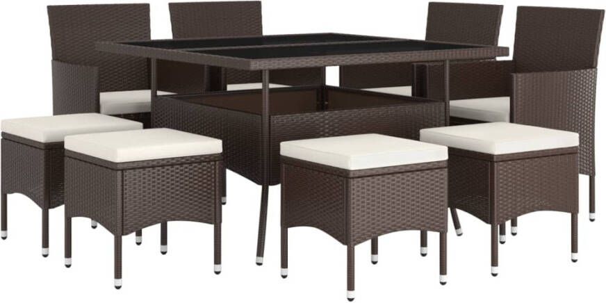 VIDAXL 9-delige Tuinset poly rattan bruin - Foto 3