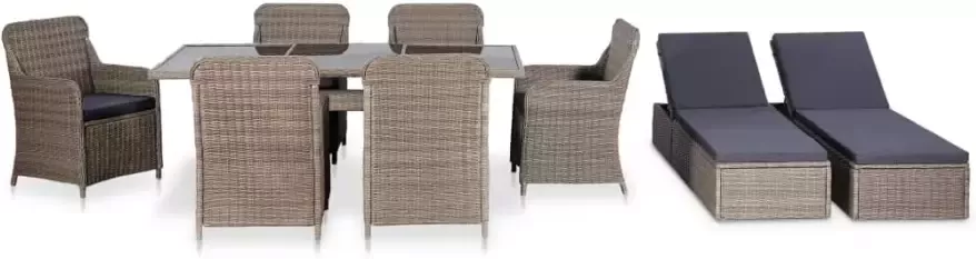 VidaXL 9-delige Tuinset poly rattan bruin - Foto 3