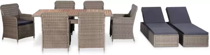VidaXL 9-delige Tuinset poly rattan bruin - Foto 3