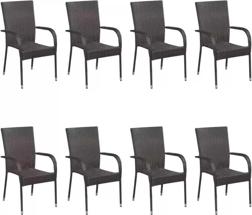 VidaXL 9-delige Tuinset poly rattan bruin