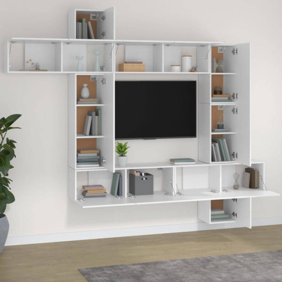 VidaXL -9-delige-Tv-meubelset-bewerkt-hout-wit - Foto 2