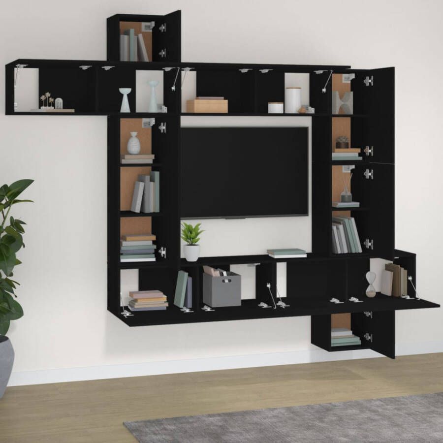 VidaXL -9-delige-Tv-meubelset-bewerkt-hout-zwart - Foto 2