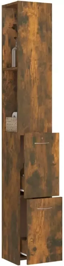 VIDAXL Badkamerkast 25x26 5x170 cm bewerkt hout gerookt eikenkleurig - Foto 2