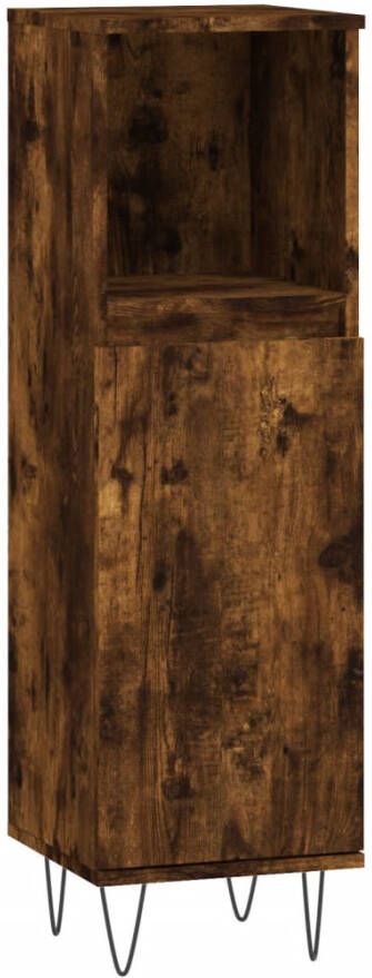 VIDAXL Badkamerkast 30x30x100 cm bewerkt hout gerookt eikenkleurig