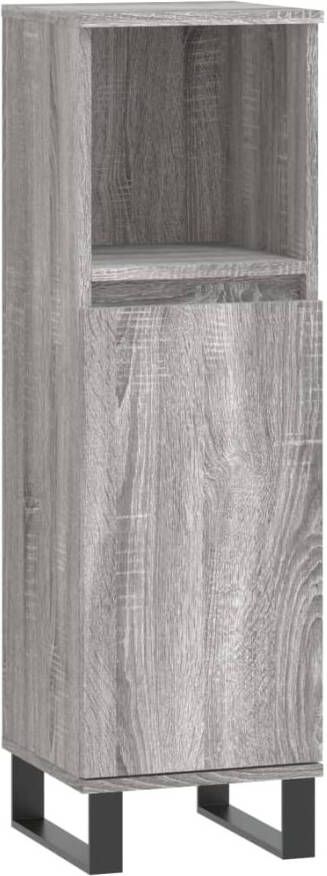 VIDAXL Badkamerkast 30x30x100 cm bewerkt hout grijs sonoma eikenkleur