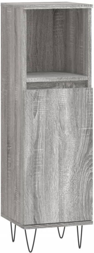 VIDAXL Badkamerkast 30x30x100 cm bewerkt hout grijs sonoma eikenkleur
