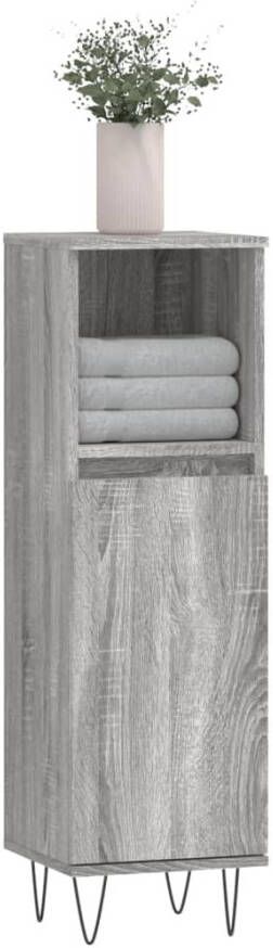VIDAXL Badkamerkast 30x30x100 cm bewerkt hout grijs sonoma eikenkleur - Foto 3