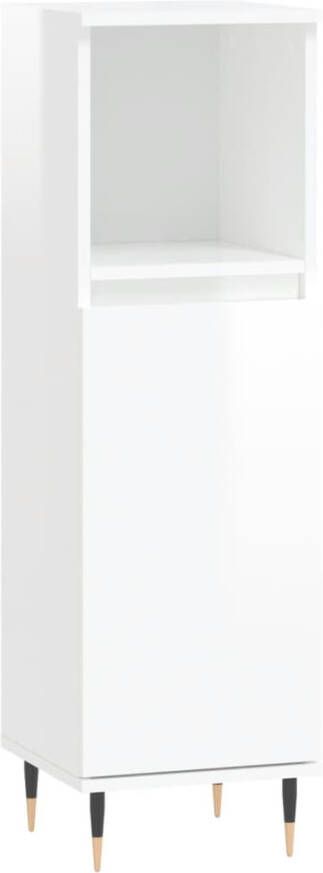 VIDAXL Badkamerkast 30x30x100 cm bewerkt hout hoogglans wit - Foto 1