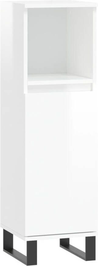 VIDAXL Badkamerkast 30x30x100 cm bewerkt hout hoogglans wit