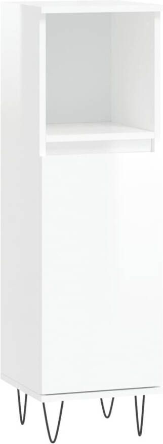 VIDAXL Badkamerkast 30x30x100 cm bewerkt hout hoogglans wit