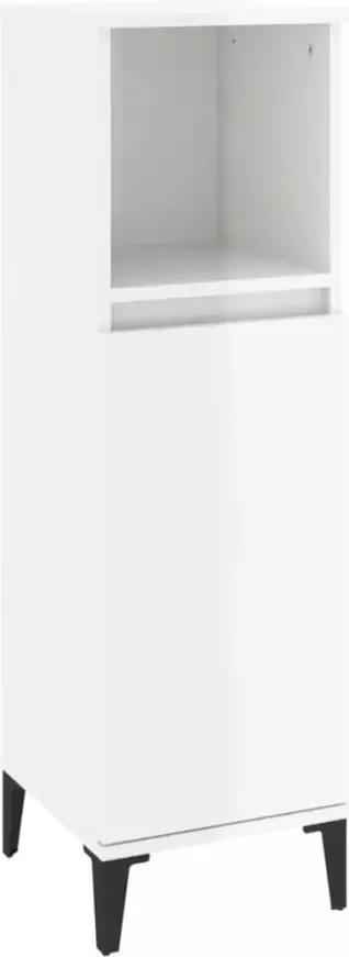 VIDAXL Badkamerkast 30x30x100 cm bewerkt hout hoogglans wit - Foto 3