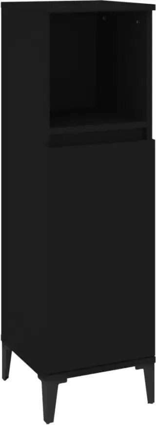 VIDAXL Badkamerkast 30x30x100 cm bewerkt hout zwart - Foto 3