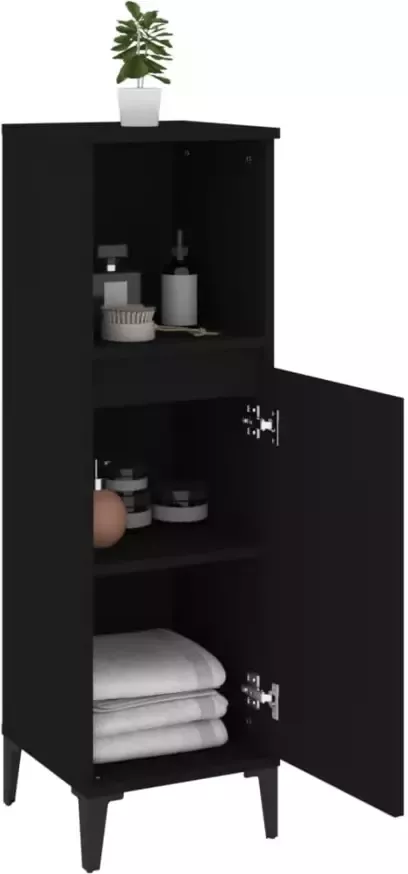 VIDAXL Badkamerkast 30x30x100 cm bewerkt hout zwart - Foto 2