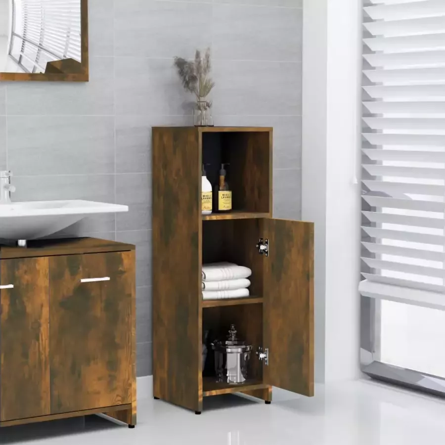 VIDAXL Badkamerkast 30x30x95 cm bewerkt hout gerookt eikenkleurig - Foto 2