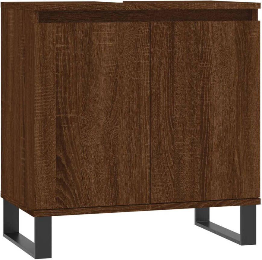 VIDAXL Badkamerkast 58x33x60 cm bewerkt hout bruin eikenkleur - Foto 1