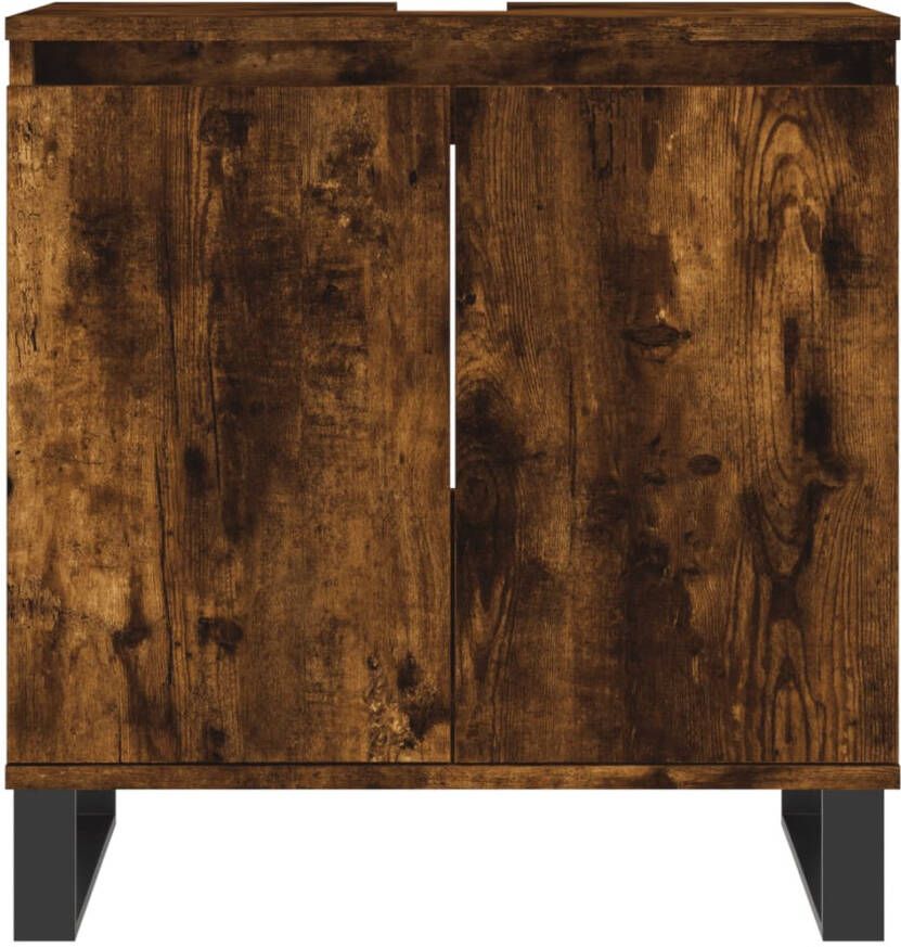 VIDAXL Badkamerkast 58x33x60 cm bewerkt hout gerookt eikenkleurig - Foto 2