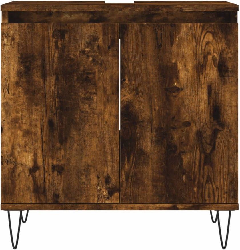 VIDAXL Badkamerkast 58x33x60 cm bewerkt hout gerookt eikenkleurig - Foto 2