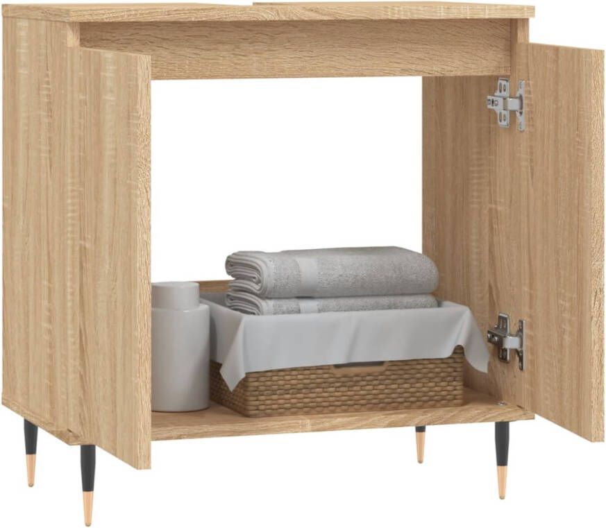 VIDAXL Badkamerkast 58x33x60 cm bewerkt hout sonoma eikenkleurig - Foto 3