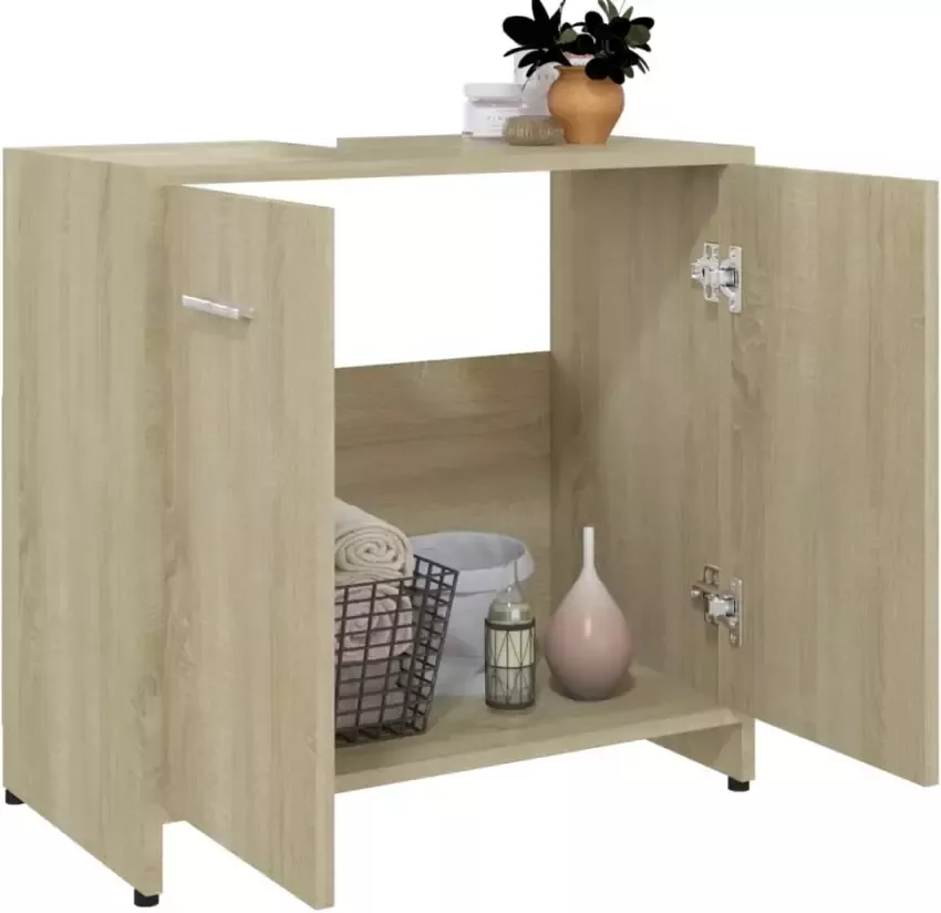 VIDAXL Badkamerkast 60x33x61 cm bewerkt hout sonoma eikenkleurig - Foto 2