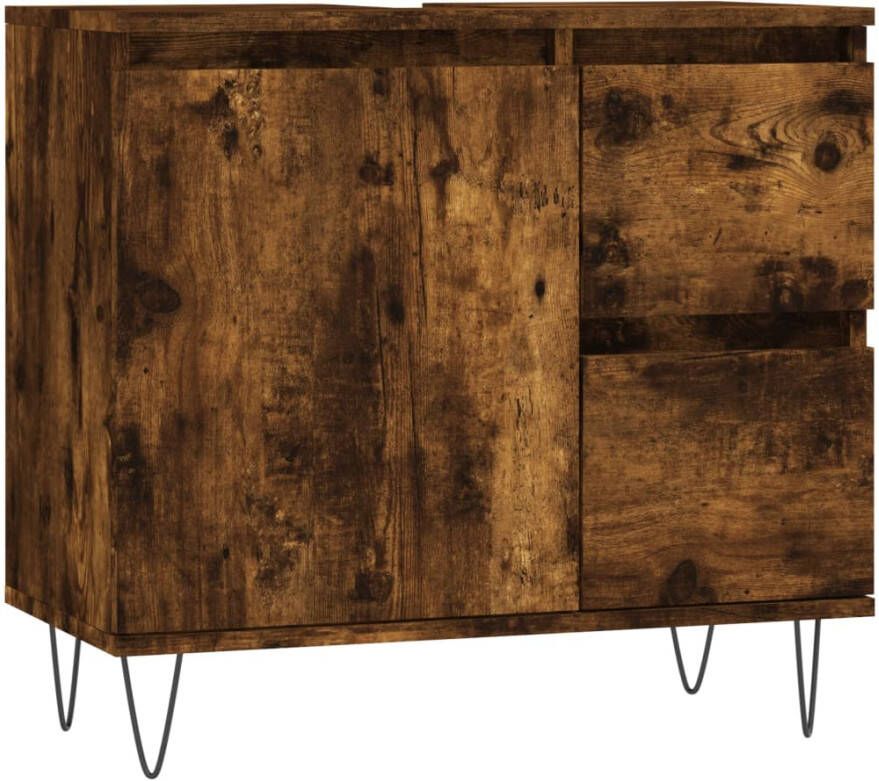 VIDAXL Badkamerkast 65x33x60 cm bewerkt hout gerookt eikenkleurig - Foto 1