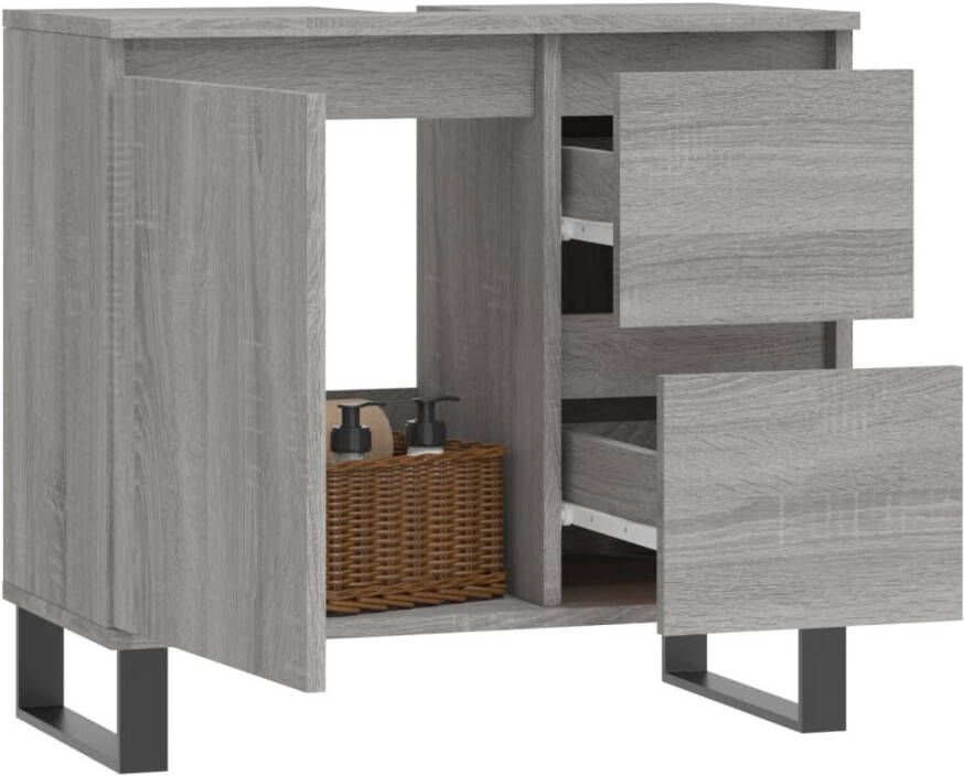 VIDAXL Badkamerkast 65x33x60 cm bewerkt hout grijs sonoma eikenkleurig - Foto 3