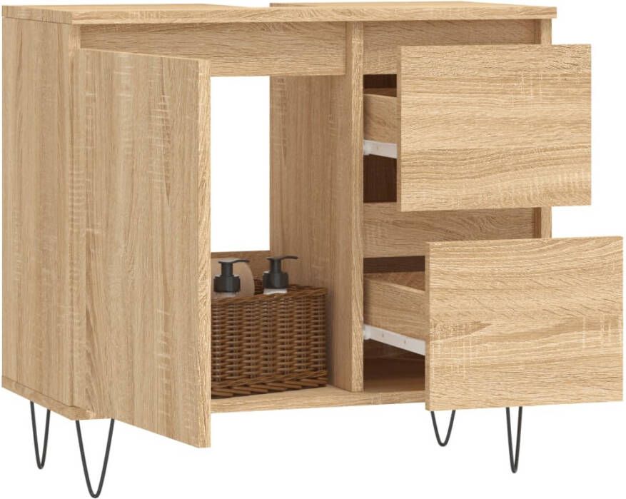 VIDAXL Badkamerkast 65x33x60 cm bewerkt hout sonoma eikenkleurig - Foto 2