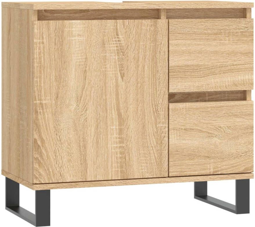 VIDAXL Badkamerkast 65x33x60 cm bewerkt hout sonoma eikenkleurig - Foto 2