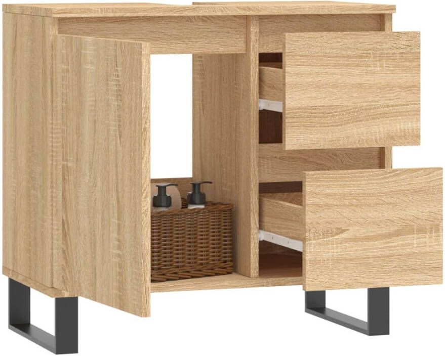 VIDAXL Badkamerkast 65x33x60 cm bewerkt hout sonoma eikenkleurig - Foto 3